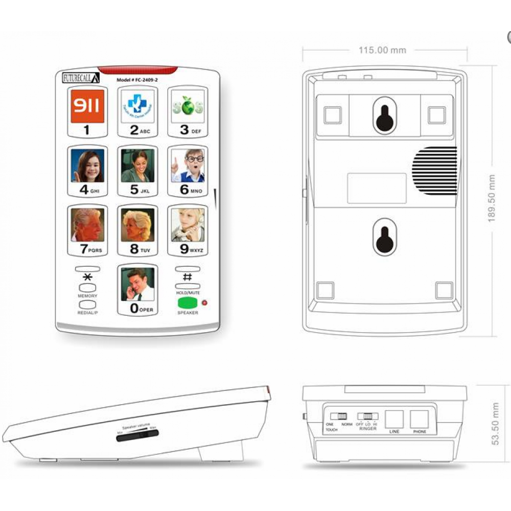 Marcador de imagen para teléfono: marcación con un solo botón (hasta 10 números de teléfono)