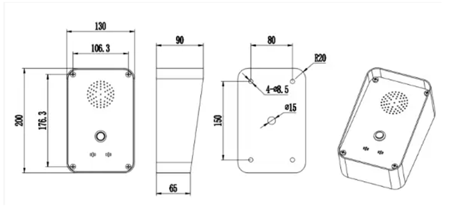 Vandal-Proof Handsfree Wall-Mount Telephone / Intercom