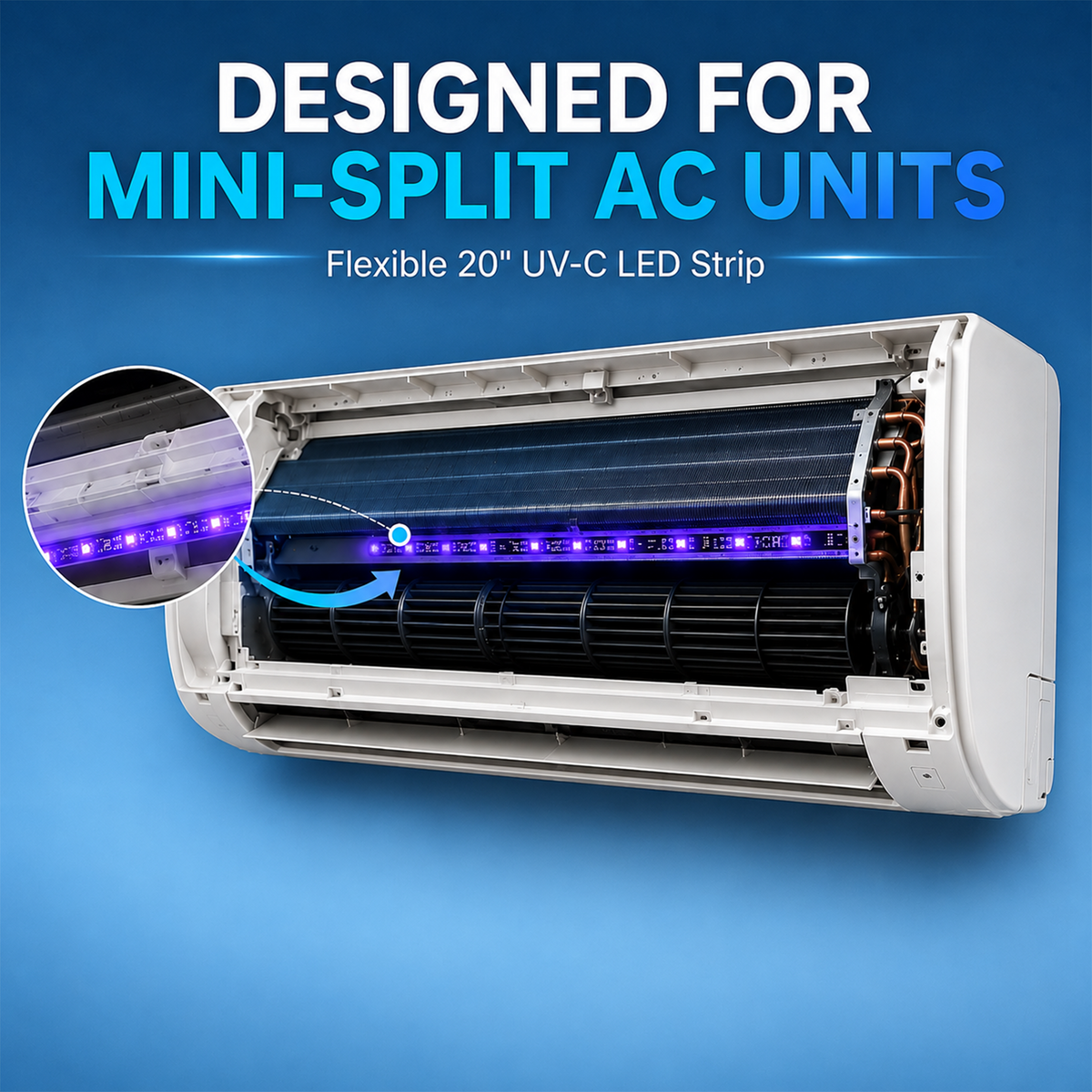 UV-C LED Strip Light for Mini Split HVAC Systems
