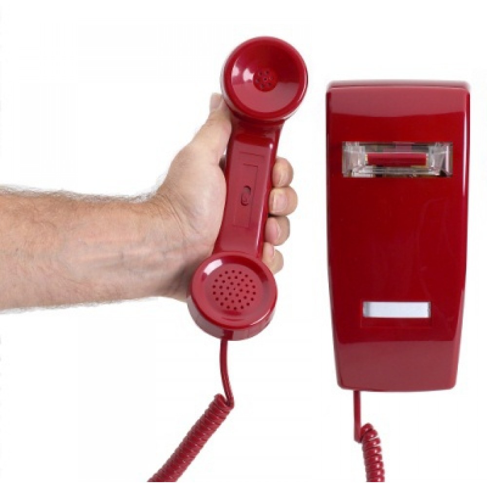 RED by HQTelecom Industrial Wall Phone with Dialpad & Wallplate 